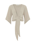 Aura Wrap Top - Oatmeal: Oatmeal / M-L