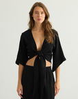 Aura Wrap Top - Black: Black / M-L