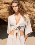 Aura Wrap Top - Oatmeal: Oatmeal / S-M